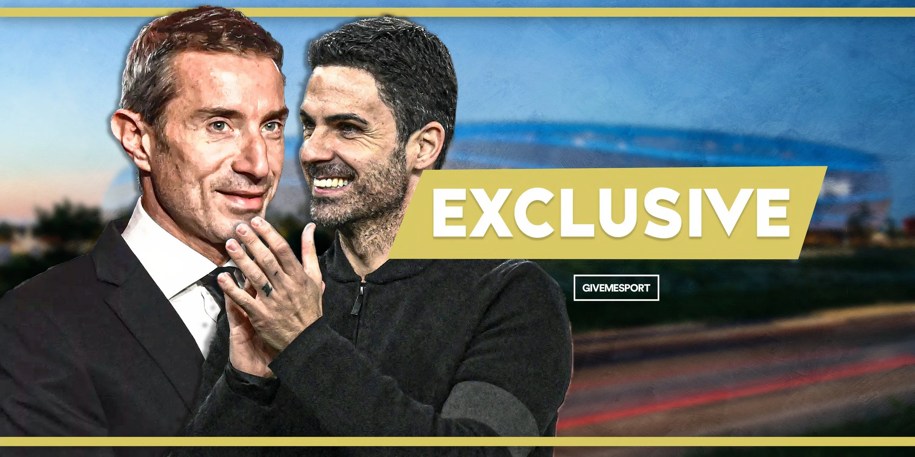 HLV Mikel Arteta của Arsenal và Giám đốc thể thao Andrea Berta của Atletico Madrid