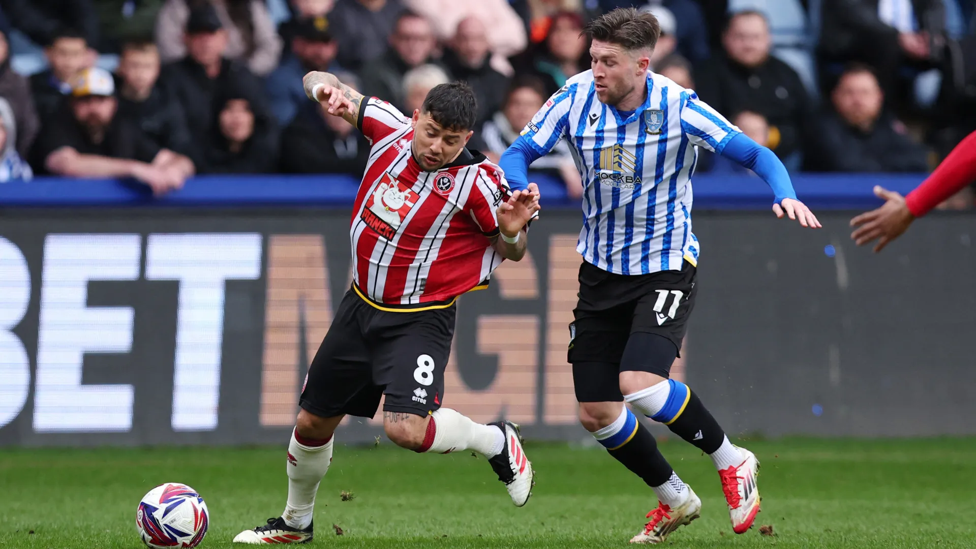 Josh Windass (trái) trong một pha tranh chấp với Gustavo Hamer, thể hiện tầm quan trọng của anh với Sheffield Wednesday