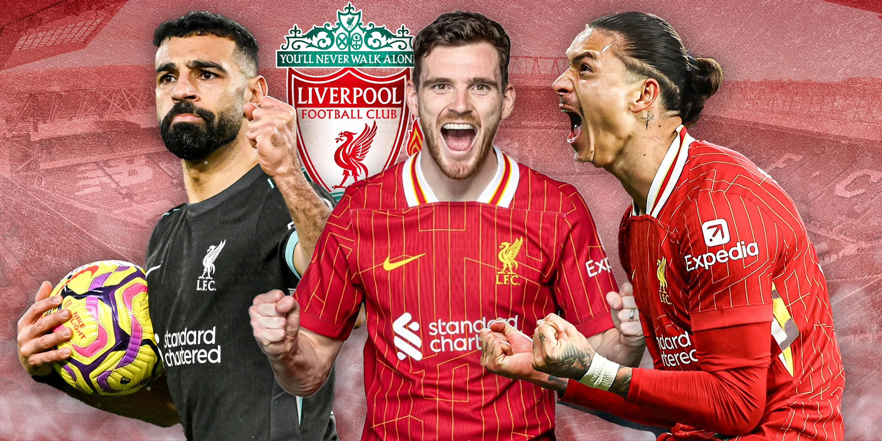 Mohamed Salah, Andrew Robertson và Darwin Nunez - Một phần đội hình Liverpool mùa giải 2024/25