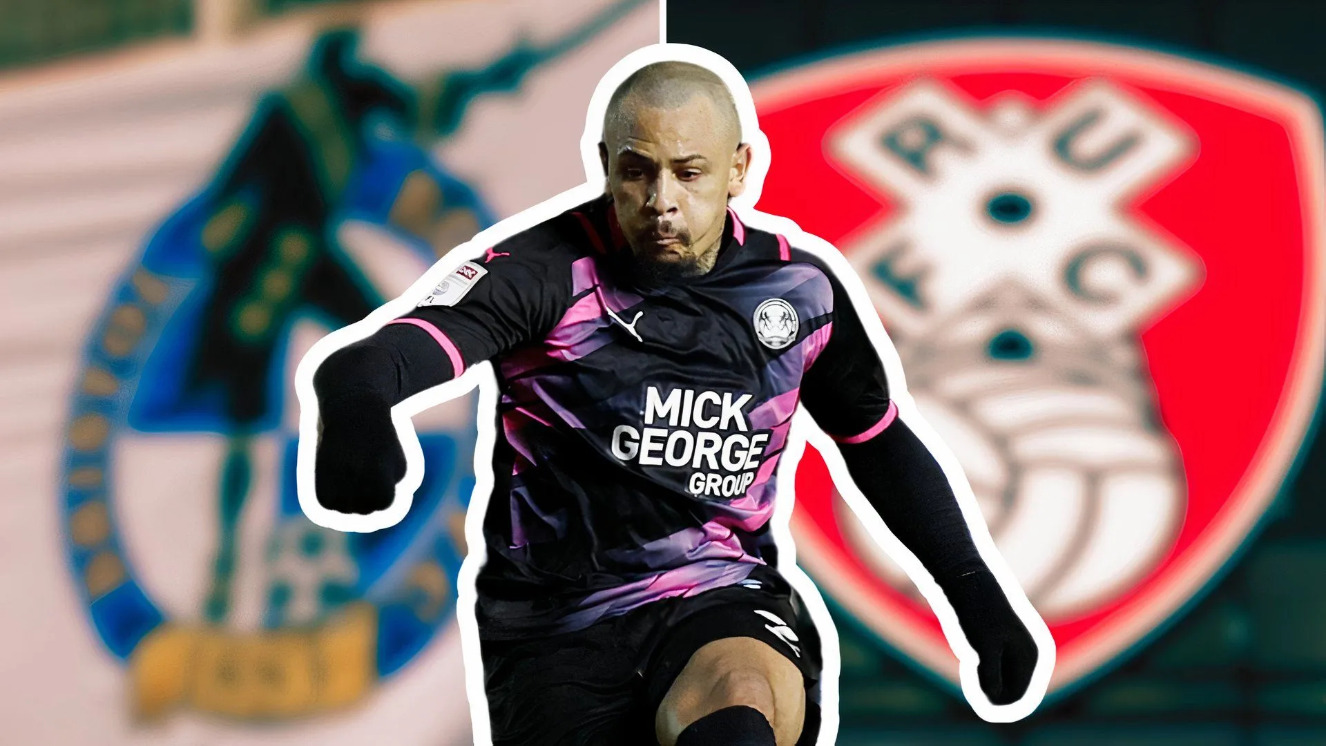 Jonson Clarke-Harris, logo Bristol Rovers, logo Rotherham United