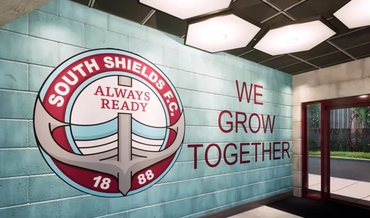 Cổng vào sân Mariners Park của câu lạc bộ bóng đá South Shields