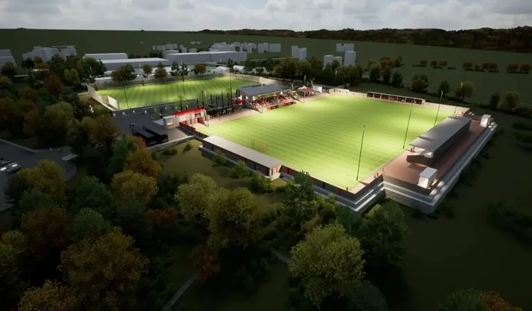 Hình ảnh phối cảnh 3D Trung Tâm Thể Thao Truro Sports Hub, sân nhà mới của Truro City FC