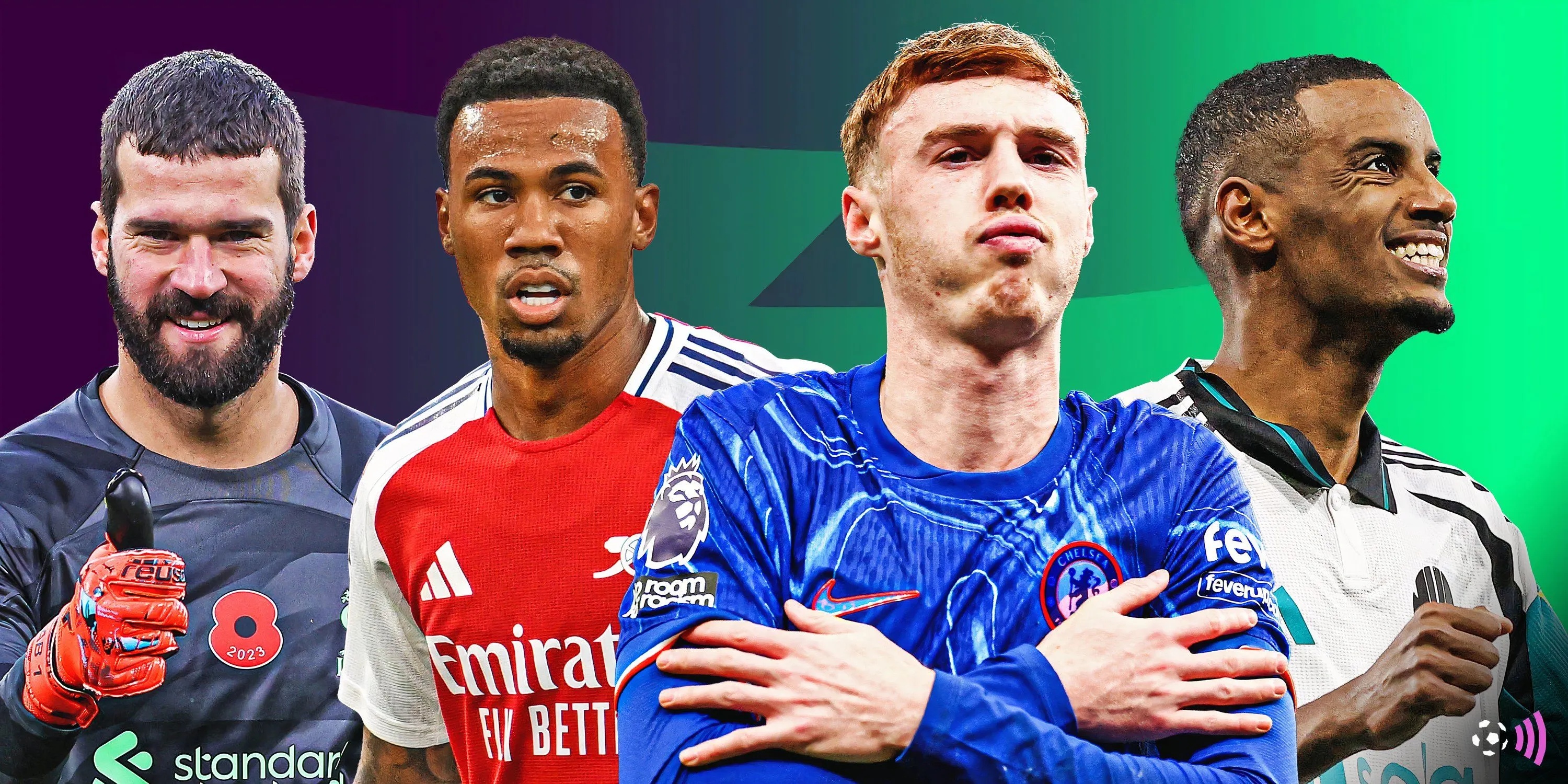 Người chơi Fantasy Premier League chọn đội hình với các ngôi sao Allison, Gabriel, Palmer và Isak trên màn hình máy tính