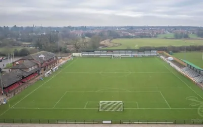 Sân vận động Blackwell Meadows từ trên cao, sân nhà của Darlington FC và CLB bóng bầu dục Darlington