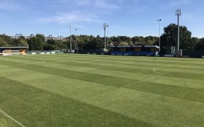 Sân vận động Cantilever Park của Warrington Town FC nhìn từ trên cao