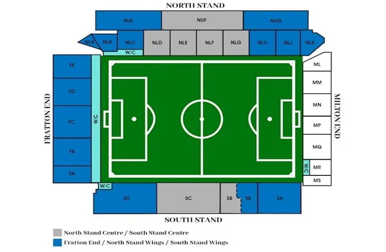 Sơ đồ bố trí chỗ ngồi chi tiết của sân vận động Fratton Park