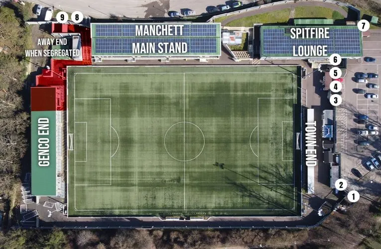 Sơ đồ bố trí chỗ ngồi chi tiết tại Sân vận động Gallagher của câu lạc bộ Maidstone United.