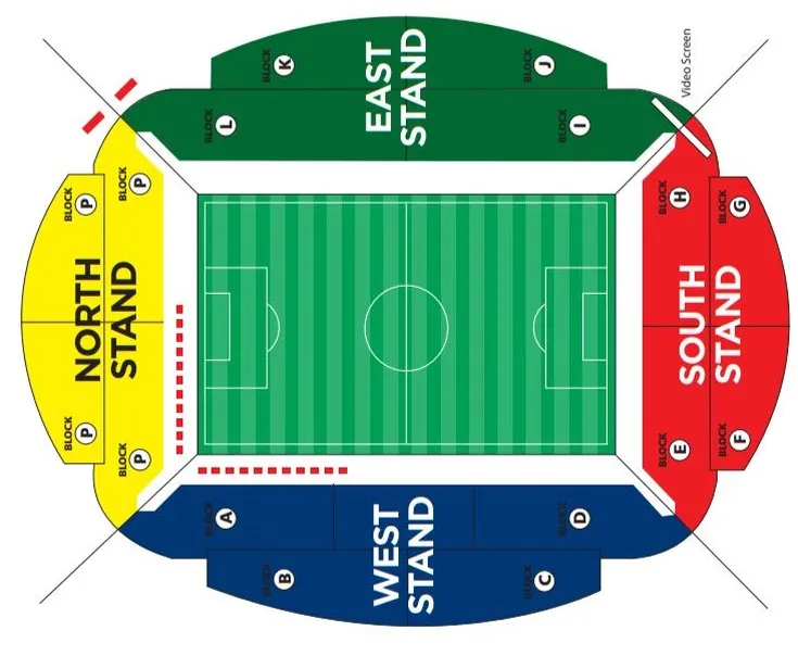Sơ đồ bố trí chỗ ngồi sân vận động Toughsheet Community (trước đây là University of Bolton Stadium)