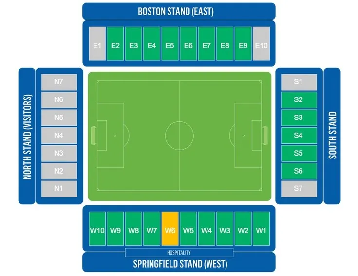 Sơ đồ chỗ ngồi chi tiết của sân vận động Brick Community Stadium