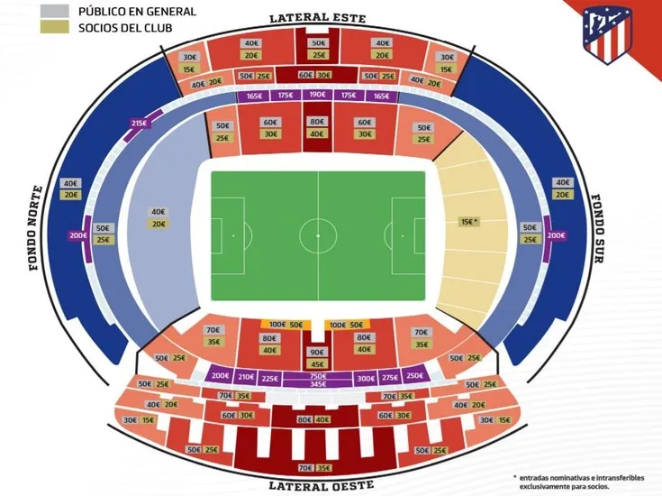 Sơ đồ chỗ ngồi chi tiết sân Cívitas Metropolitano giúp khán giả dễ dàng tìm vị trí