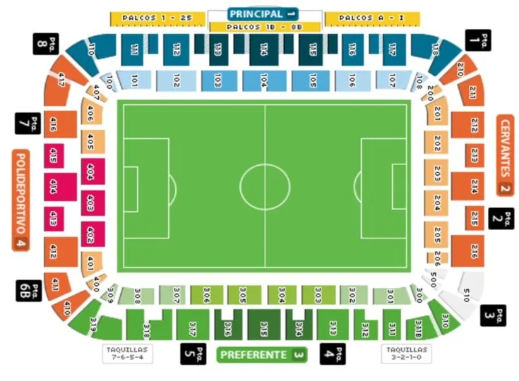 Sơ đồ chỗ ngồi chi tiết sân Mendizorrotza của Deportivo Alavés