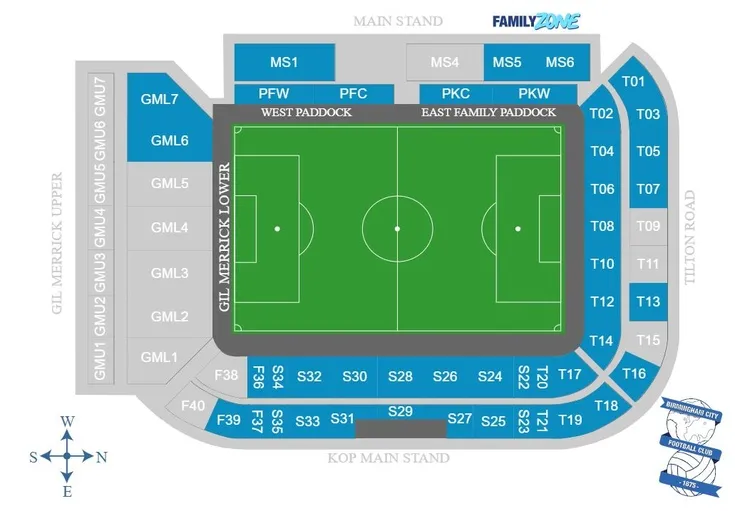 Sơ đồ chỗ ngồi chi tiết sân vận động St. Andrew's của Birmingham City FC