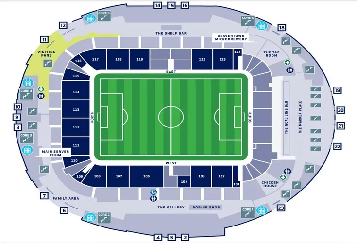 Sơ đồ chỗ ngồi chi tiết tại Sân vận động Tottenham Hotspur