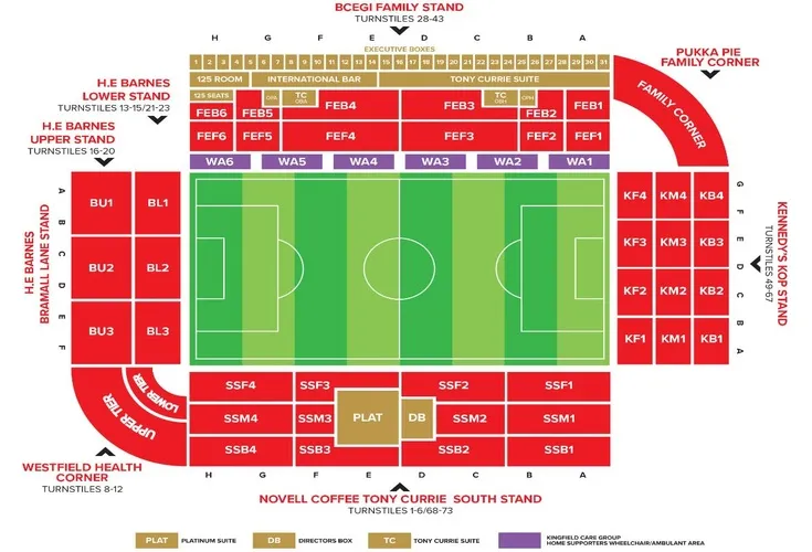 Sơ đồ chỗ ngồi sân Bramall Lane