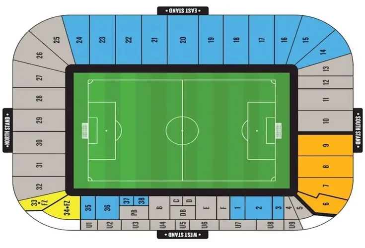 Sơ đồ chỗ ngồi sân vận động Coventry Building Society Arena