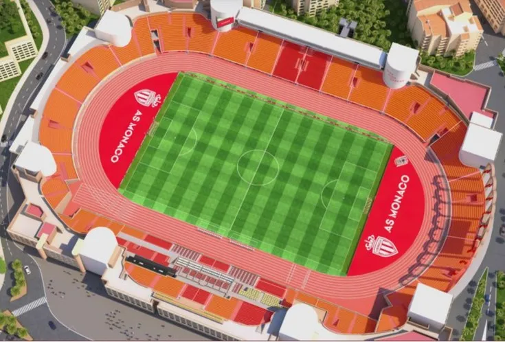 Sơ đồ tổng thể các khán đài và chỗ ngồi tại sân vận động Stade Louis II