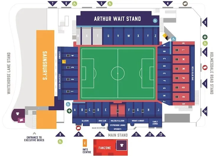 Sơ đồ tổng thể sân vận động Selhurst Park