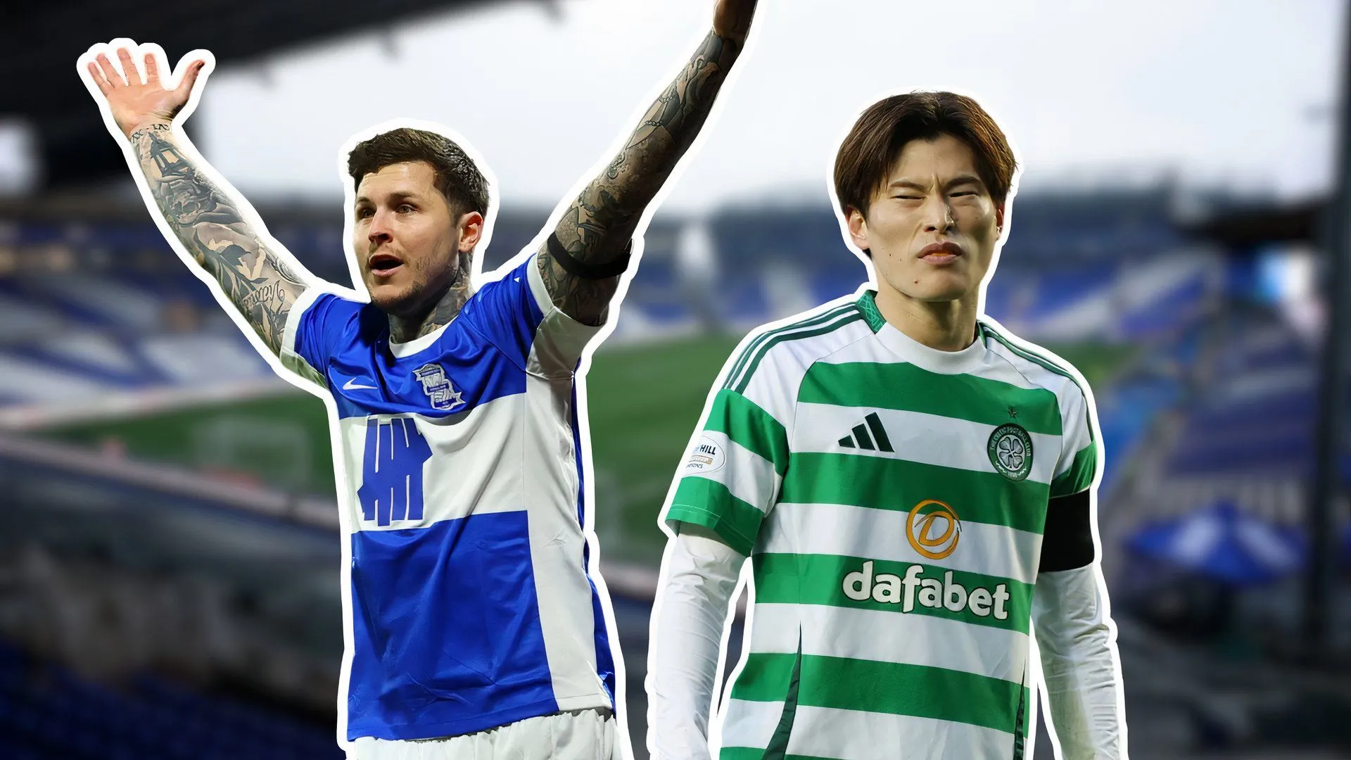 Tiền đạo Birmingham City Lyndon Dykes và Kyogo Furuhashi