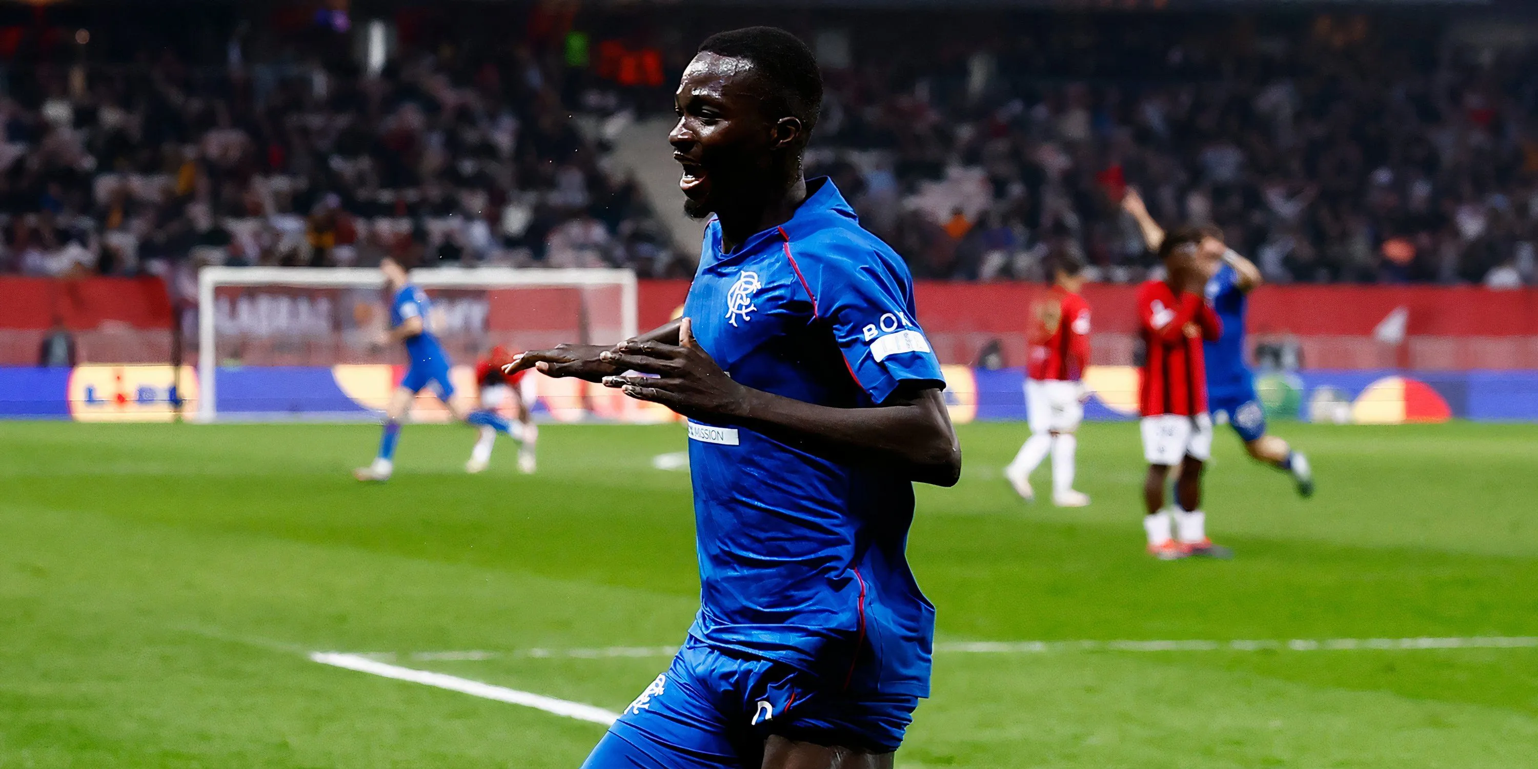 Mohamed Diomande trong một trận đấu tại Europa League cho Rangers.