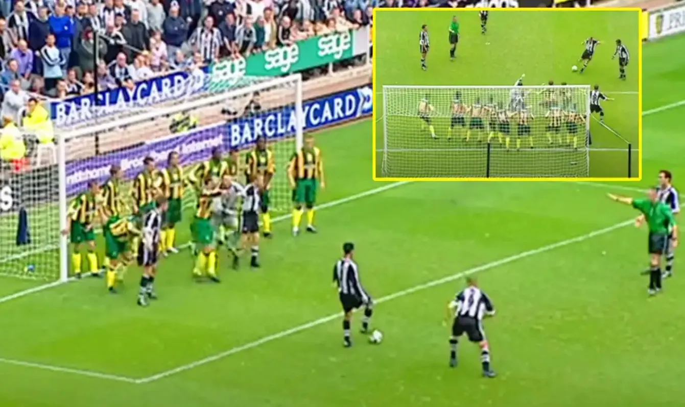 Alan Shearer ghi bàn nhờ tình huống đá phạt gián tiếp, ví dụ cho chiến thuật đá phạt gián tiếp