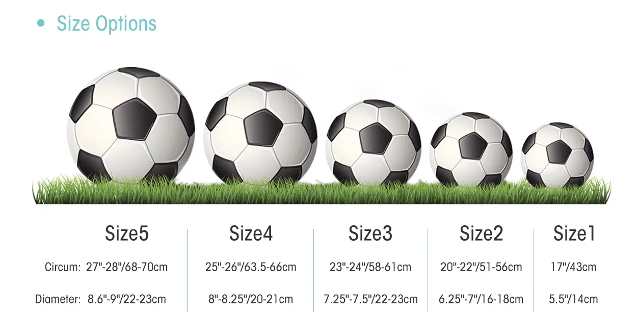 Bộ bóng và kích cỡ phục vụ các hình thức bóng đá nhỏ: futsal, 5 người, trẻ em