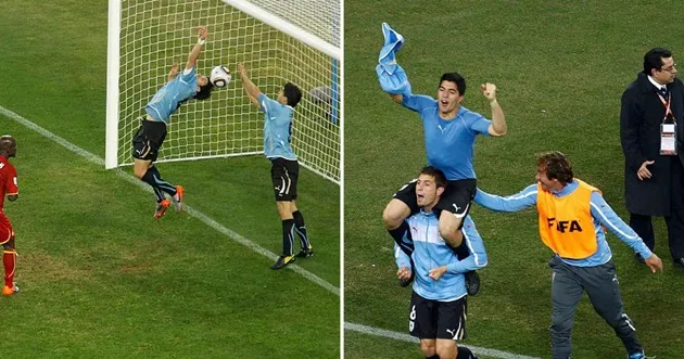 Suarez dùng tay cản bàn thắng của Ghana 2010, bị truất quyền và Uruguay nhận penalty