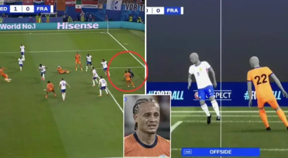 Tình huống Xavi Simons không được công nhận bàn thắng do Denzel Dumfries che tầm nhìn thủ môn tại EURO 2024