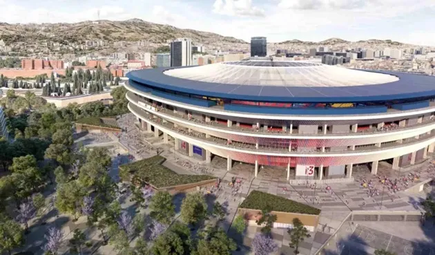 Barcelona Camp Nou từ trên cao sau hoàn thành cải tạo, sẽ là một trong những sân hiện đại nhất thế giới